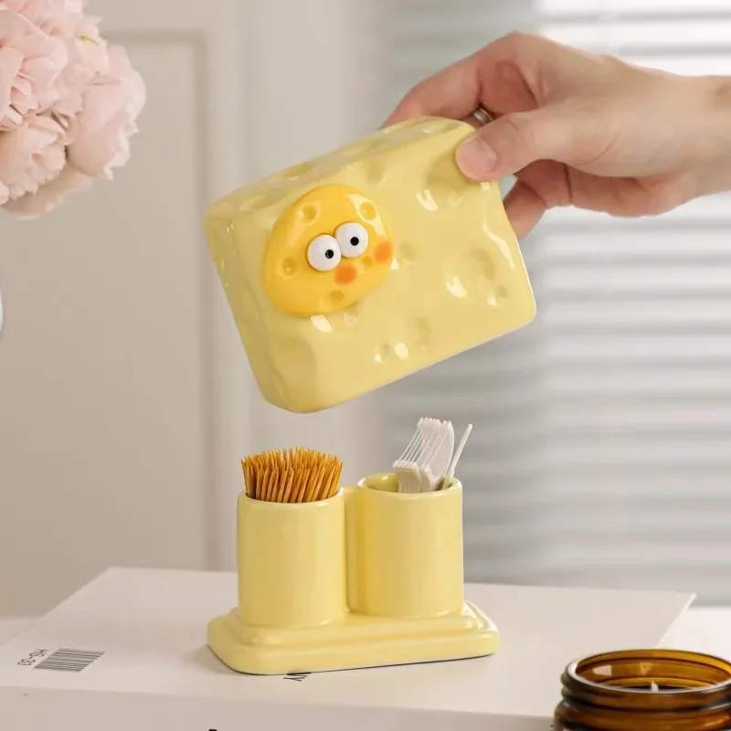 Creative Ceramic Cotton Swab Storage Tank Living Room Toothpick Box Candy Storage Container Nordic Home Decoration Storage Tool