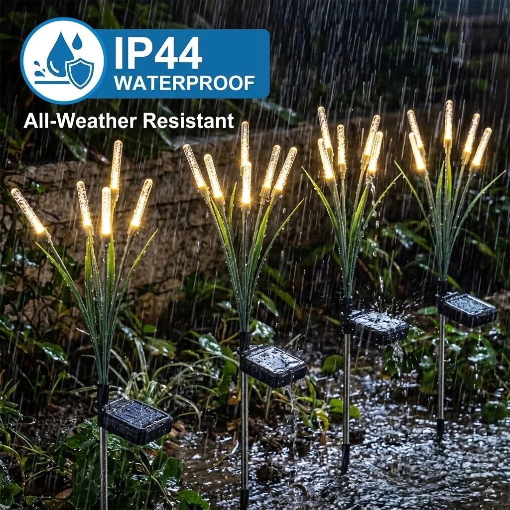 Solar Reed Lights 4 Pack, Tall Solar Pampas Grass Lights for Outdoor, 1000mah Waterproof Solar Garden Lights with Warm Glow, Auto On/Off No Wiring, Patio Yard Path Walkway Decor, Christmas Winter Holiday Garden Decorations - view 5