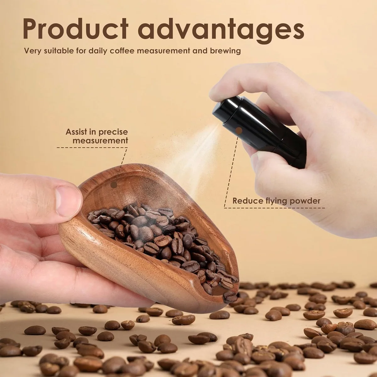 Coffee Bean Dosing Cup & 10ml Spray Bottle Set, Multi-Purpose Measuring Cup and Empty Bottle for Coffee Beans Tea and Spices