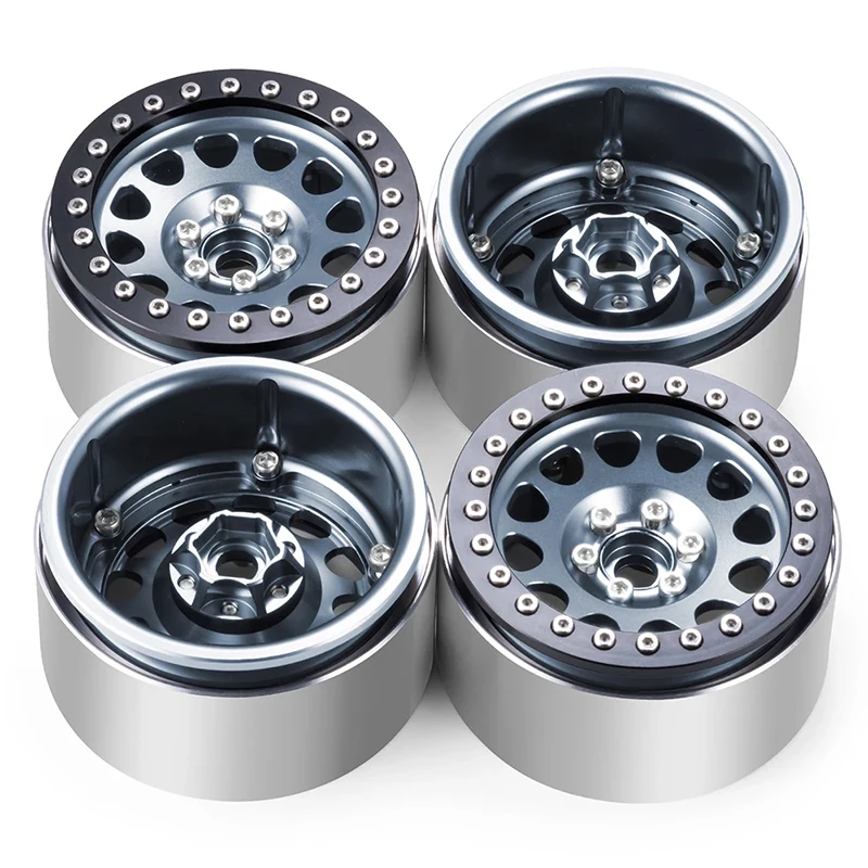 RC Car 4Pcs 2.2 inch 35mm Aluminum Alloy Beadlock Wheel Rims Hubs for Axial Wraith 90018 TRX-4 1/10 RC Rock Crawler Car Parts