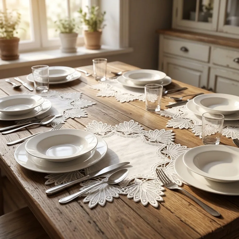 Multi Use Table Runners For Parties Party Tableware Lace Table Runners Charming Dining Experience Vintage Sophistication