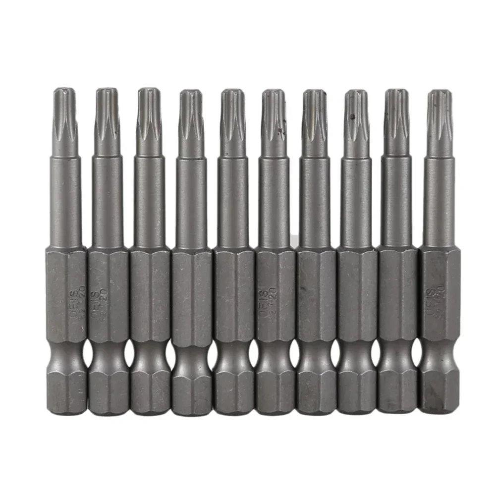 

10pcs Torx T20 Screwdriver Bit Magnetic Remove Hexagon Screw Alloy Steel 1 4 Hex Shank Anti-rust For Pneumatic Screwdrivers