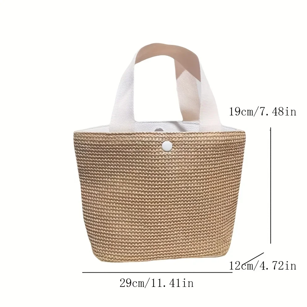 

Large capacity chic bohemian style paper basket bag, ladies grass beach tote, perfect for food lunch bags commuting summer beach