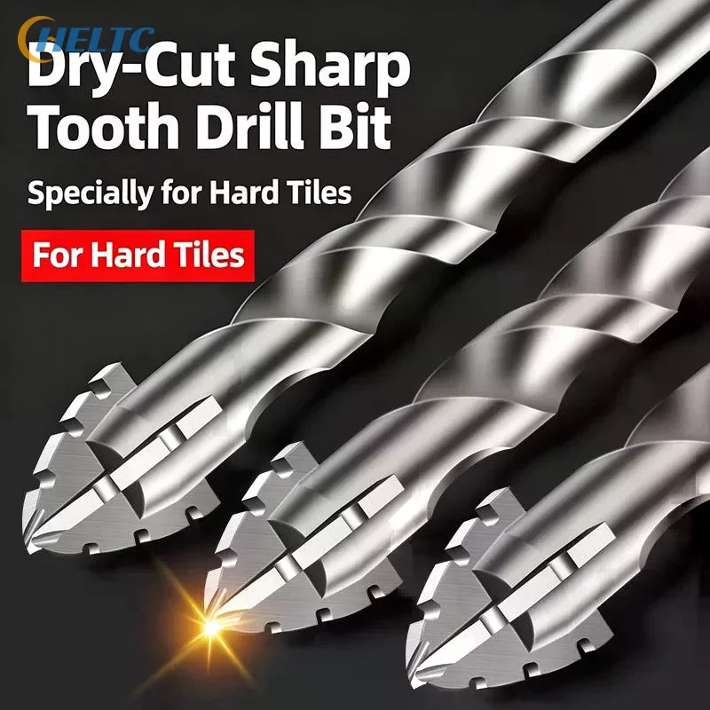 1/2/3/4/7Pcs Skewed Head Concrete Drill Bit Drilling Tool Four-Edged Eccentric Drill Bit Serrated High Hardness Tile Drill Bit