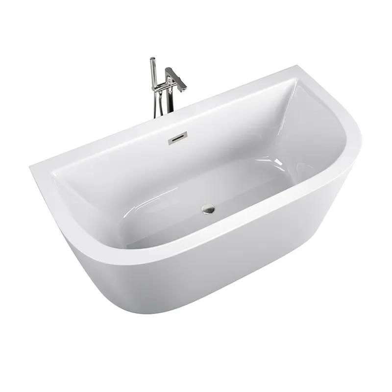 1.5m Square Acrylic Freestanding Bathtub One Side Wall Mounted Soaking Tub for Hotel Home Salon Adult Bubble Spa Bath
