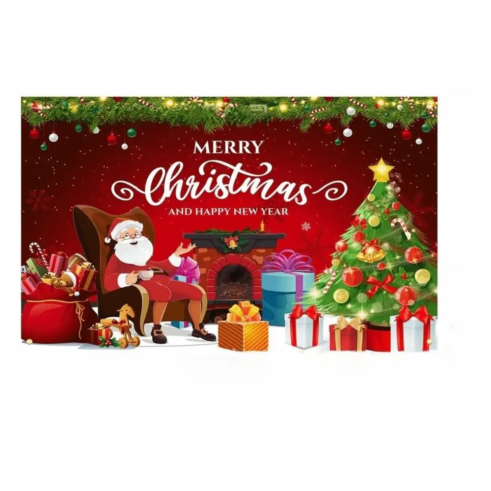 Rosso Buon Natale Fondale fotografico Panno Felice Anno Nuovo Tema Natale Sfondo Banner Conto alla rovescia Festa 180x110 cm