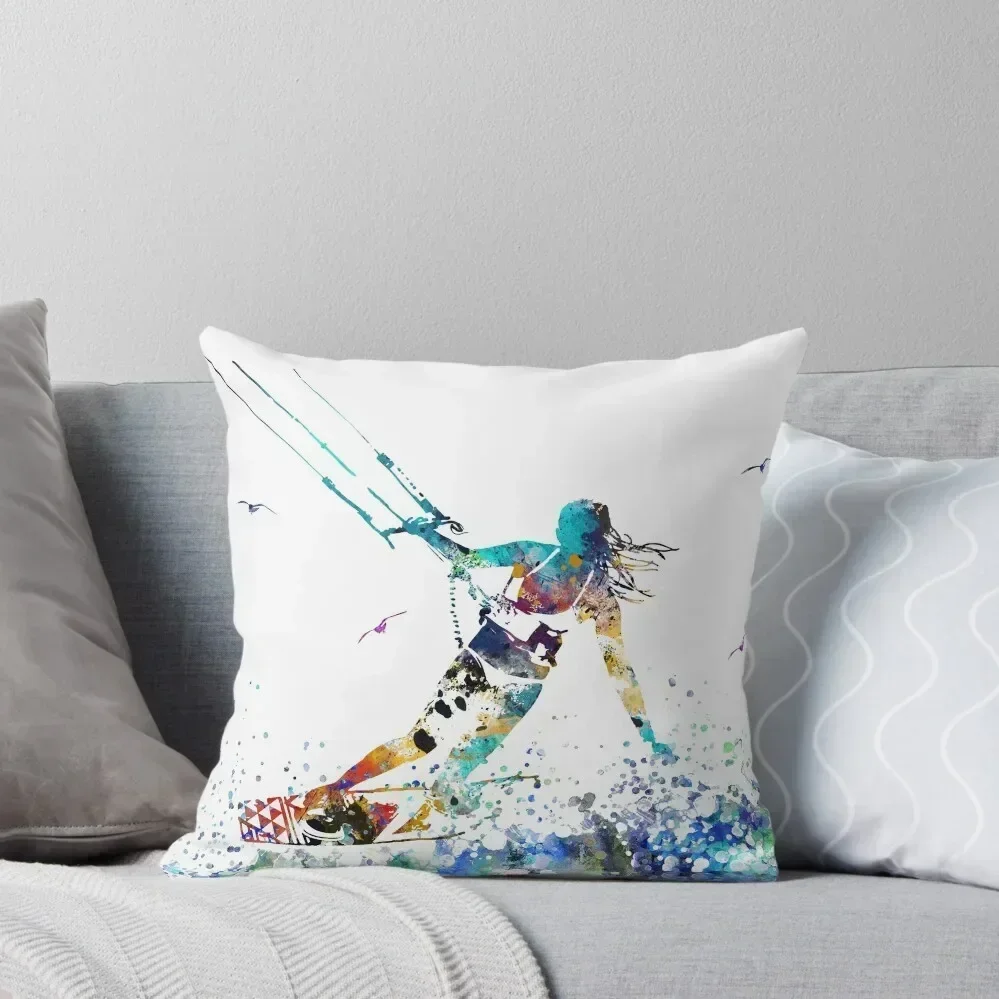 Kitesurfing, watercolor kiteboarding Throw Pillow Decorative pillow case anime girl pillow