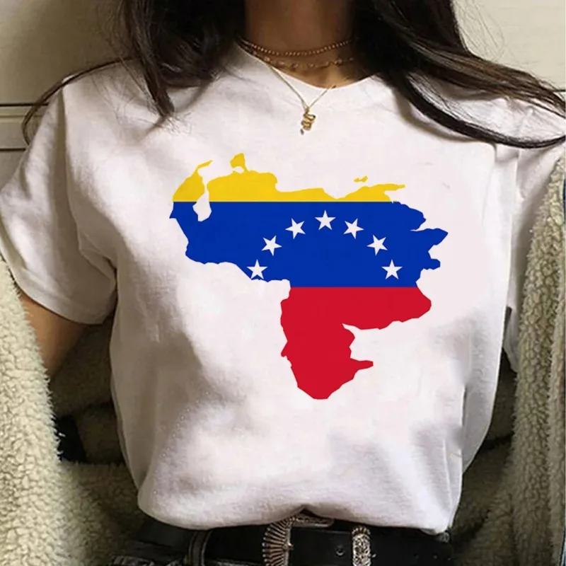 Venezuelan المرأة تي شيرت مطبوع Harajuku مانغا الاتجاه موضة تي شيرت علوي حجم كبير المرأة Y2K موضة Harajuku المرأة