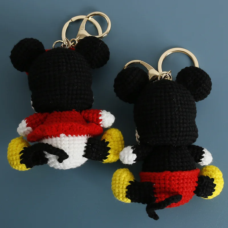 8cm crochê malha micky mouse bonecas de pelúcia chaveiros mochila enforcamentos pequeno pingente presentes de aniversário de formatura dos namorados