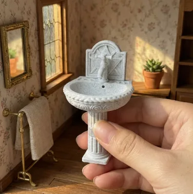 1:12 scale miniature dollhouse toy outdoor sink model with simulated marble texture
