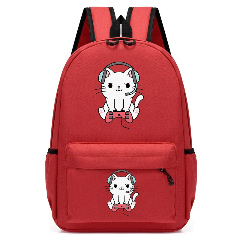 Mochila con estampado de gato para niños y estudiantes, morral escolar de Anime para guardería, a la moda, novedad