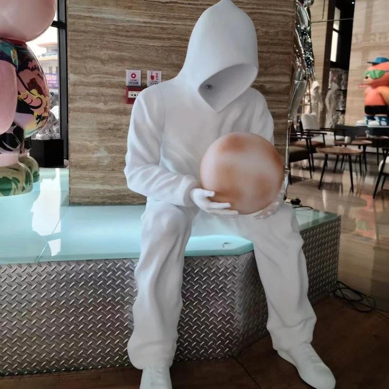 

Luminous figure sweater boy floor sculpture large ornament, bar ktv mall Mei Chen
