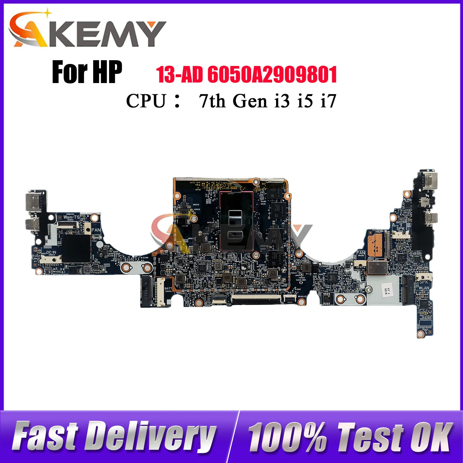 

6050A2909801 для ноутбука HP Envy 13-AD, материнская плата с процессором i5 i7 4G 8G 16G RAM 926313-601 926311-601, 100% полностью протестировано