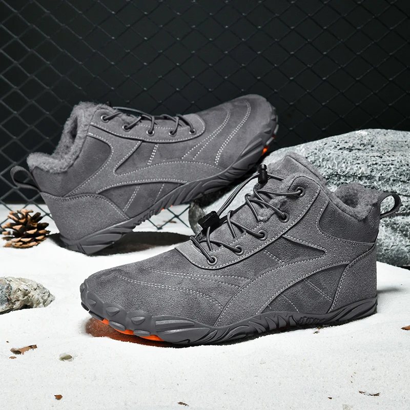 

Autumn and Winter Fashionable Warm Cotton Shoes Men's Casual Sports Shoes Outdoor Warm and Plush Easy To Pull Button Men's Shoes