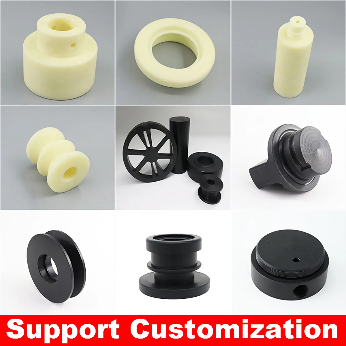 Black & Beige Solid ABS Plastic Round Bar, CNC Machinable ABS Rod, Solid Plastic Shaft Rod Dia 2‑40mm