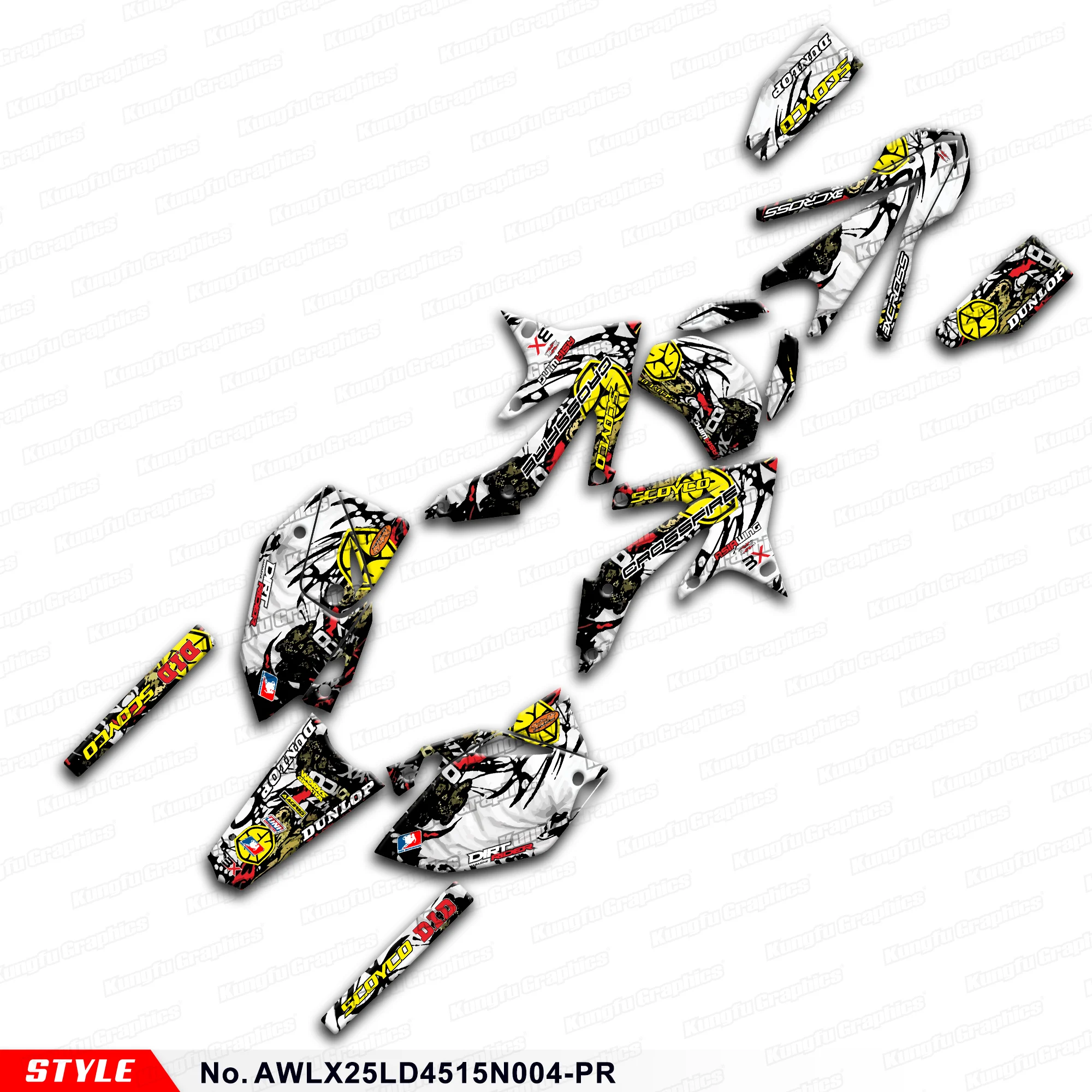 

Motorcycle Graphics Stickers Set for Asiawing LX250 LD450 2015-2024, AWLX25LD4515N004-PR