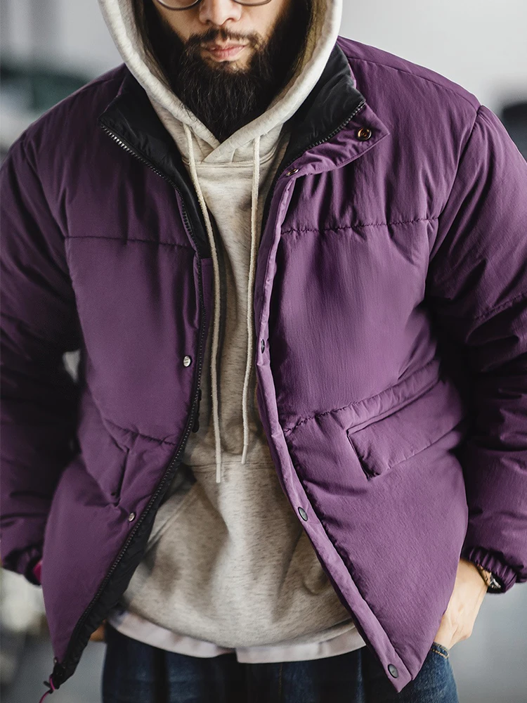 

Maden Thiened Warmth Jaet ort Sle Stand Collar Men's Autumn Winter Cotton Workwear American Sle Double-sided Wear