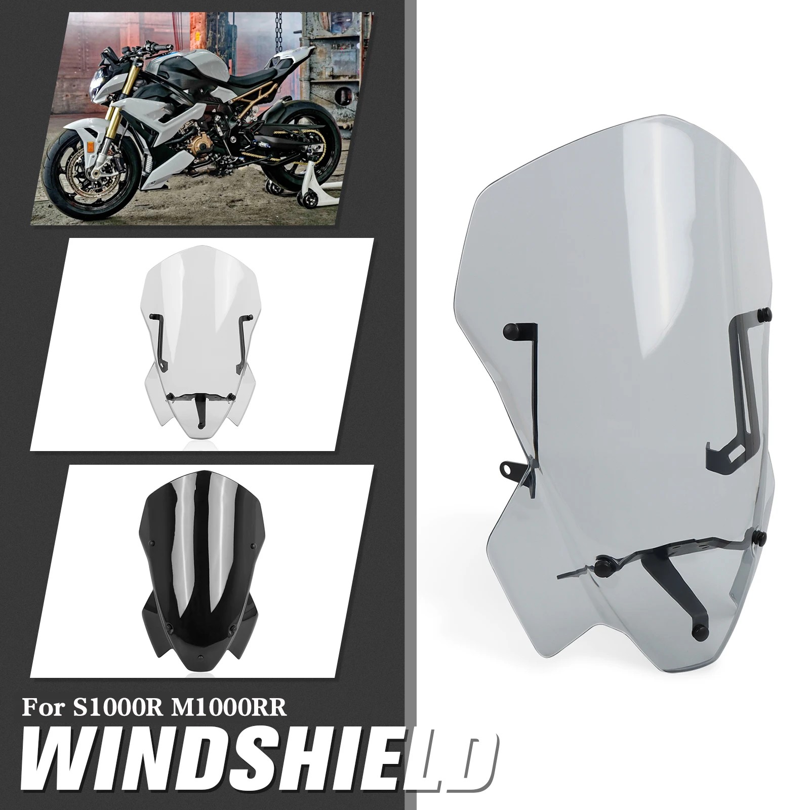 For BMW S 1000 R S1000 R S1000R 2021-2024 M1000RR Tall Windscreen Touring Wind Shield Windshield Screen Cowls Wing Deflector