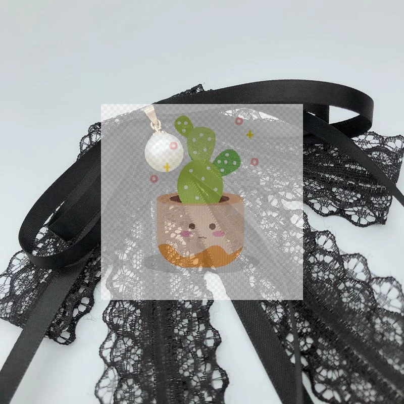 โบว์ผูกคอผ้าลูกไม้สีดำประดับมุกสำหรับผู้หญิง ใช้ตกแต่งเสื้อเชิ้ต ปกเสื้อ และเครื่องประดับอื่นๆ