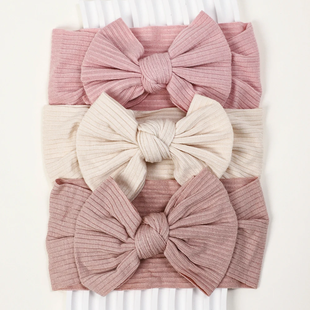 3Pcs/Lot Knit Baby Headband Bow Newborn Elastic Soft Nylon Headbands For Baby Girl Turban Infant Hair Accessories Kids Headwear