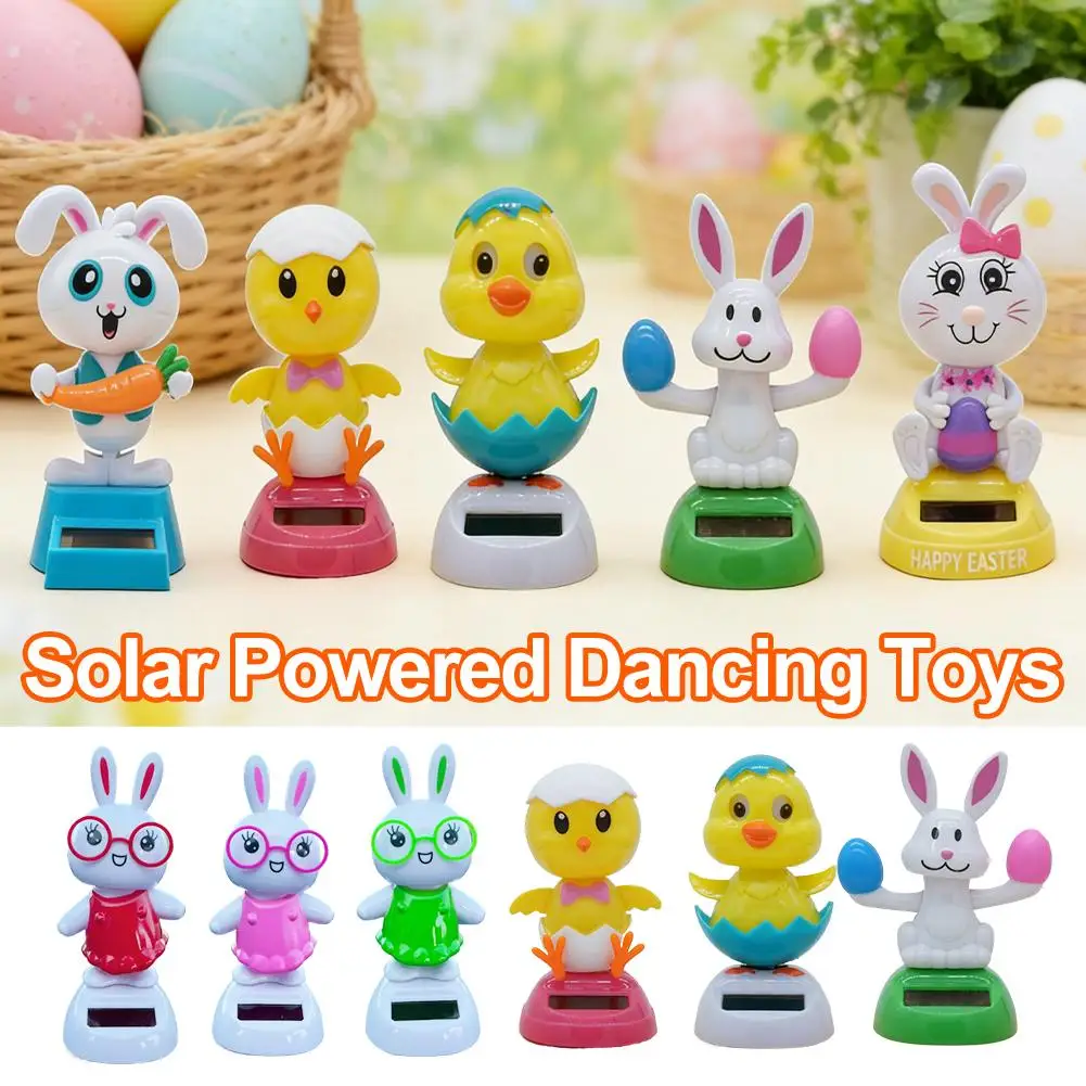 Juguetes de Conejito Bailarín con Energía Solar, Huevos de Conejito, Adornos para Coche, Conejito Bailarín con Cabeza Móvil, Regalos de Conejito con Muñeca, Huevos de Conejito de Pascua Q9B8