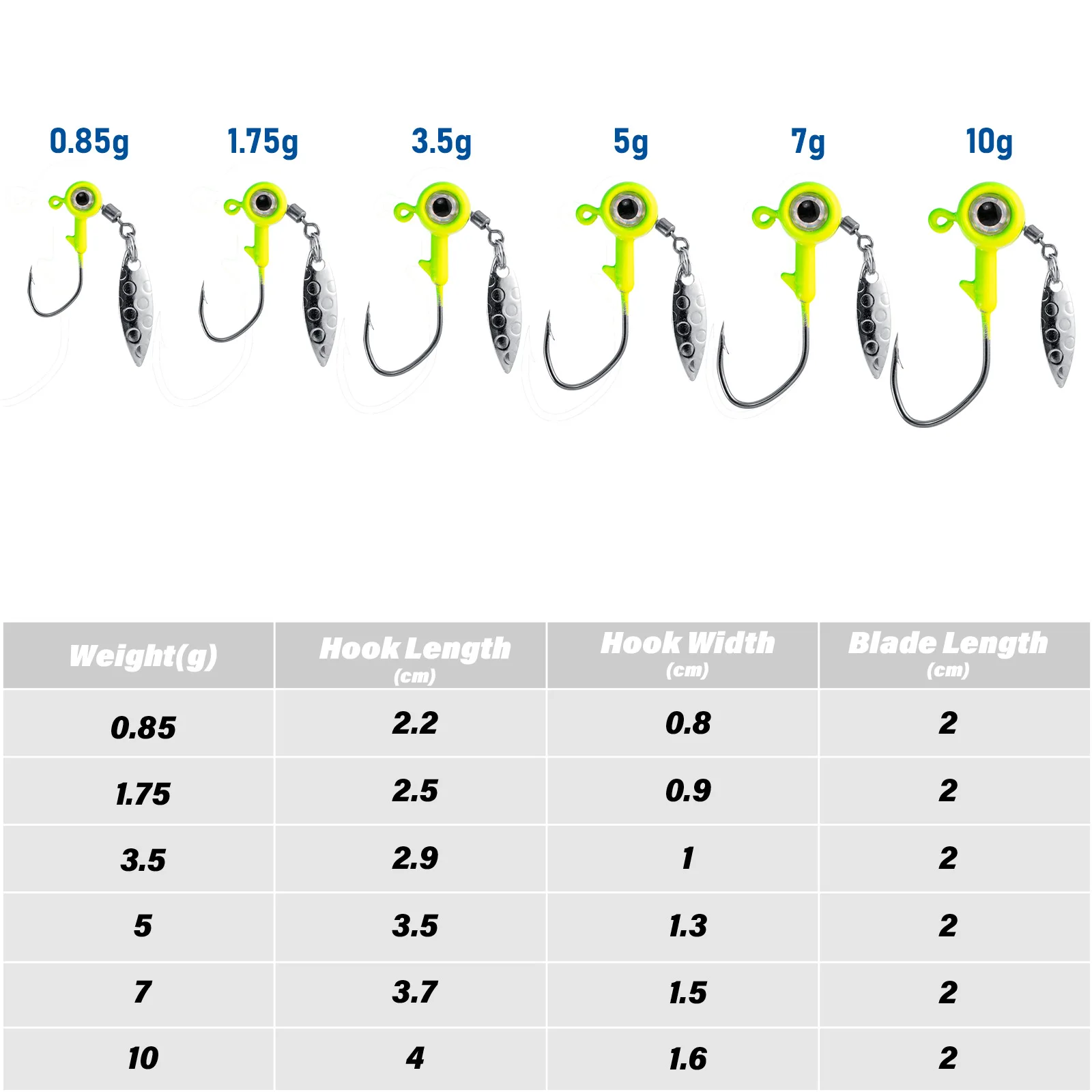 Underspin Jig Head con Spinner Blade para Crappie y Bass - imagen 4