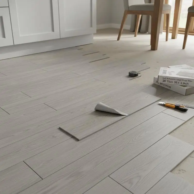 

Self-adhesive vinyl floor tiles, 91.4 x 15.2 cm, 20 pieces, 0.62 mm thick, peel and stick, light grey wood grain, DIY flooring for kitchen, dining room, bedroom and bathroom