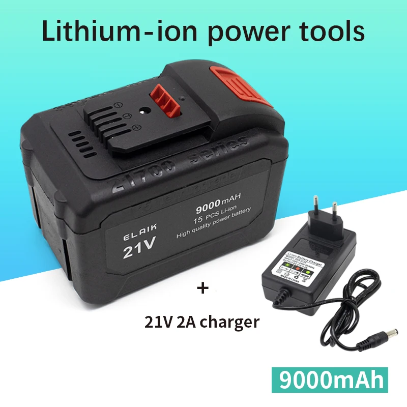 

Batteria al litio durevole ad alta potenza 21V 9AH 3AH 21700, caricabatterie, adatta per utensili elettrici serie Diyi 21V