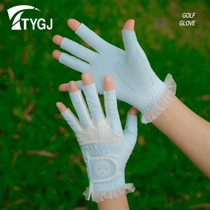 

Korean version of exposed finger golf gloves for women's hands, breathable and wear-resistant, non slip PU gloves for hands