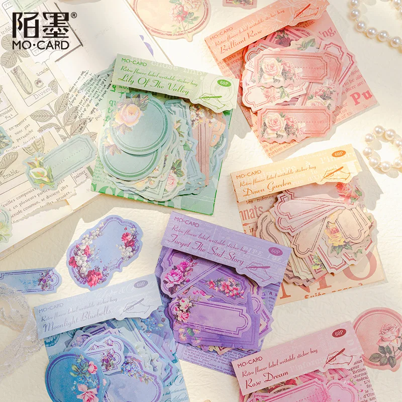 60pcs Kawaii Stationery Stickers garden label Junk Journal Diary Planner Decorative Mobile Sticker Scrapbooking