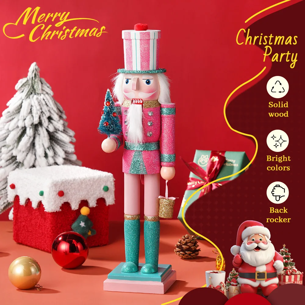 38CM Nutcracker Sparkling Christmas Tree-themed Puppets Handcrafted Decoration Christmas New Year Holiday Decoration Gift