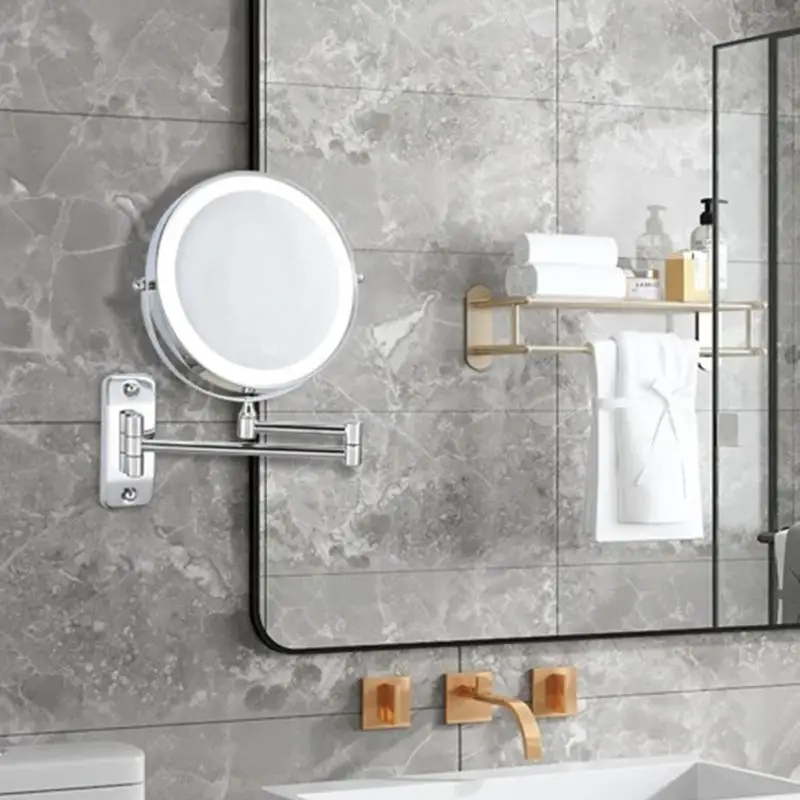 360 Degree Rotatable Vanity Mirror Featuring Side and Normal Surfaces Triple Light Modes Warm White Cool D2RD