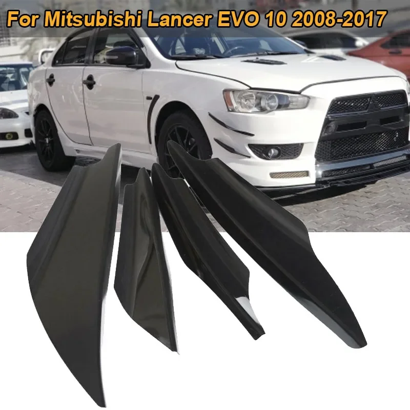 Universal For Mitsubishi Lancer EVO 2008-2017 Front Bumper Splitter Canard Diffuser Fin Valence Spoiler Body Kit Car Accessories