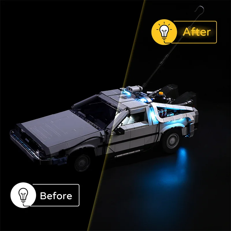 Verlichtingsset Voor 10300 Auto Delorean Terug Naar De Toekomstige Tijdmachine Niet Inclusief Bouwstenen (Alleen Led Light Kit)