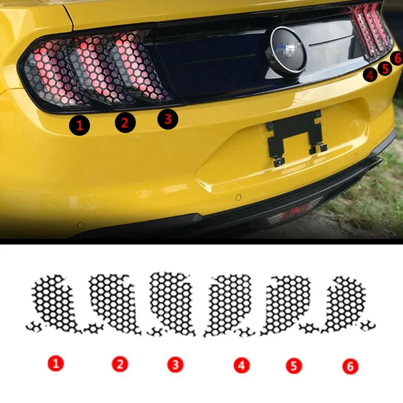 Honeycomb Style Rear Light Stickers Decorative Taillight Film Decals for Ford Mustang 2015 2017 2018 2022 Exterior Accessories