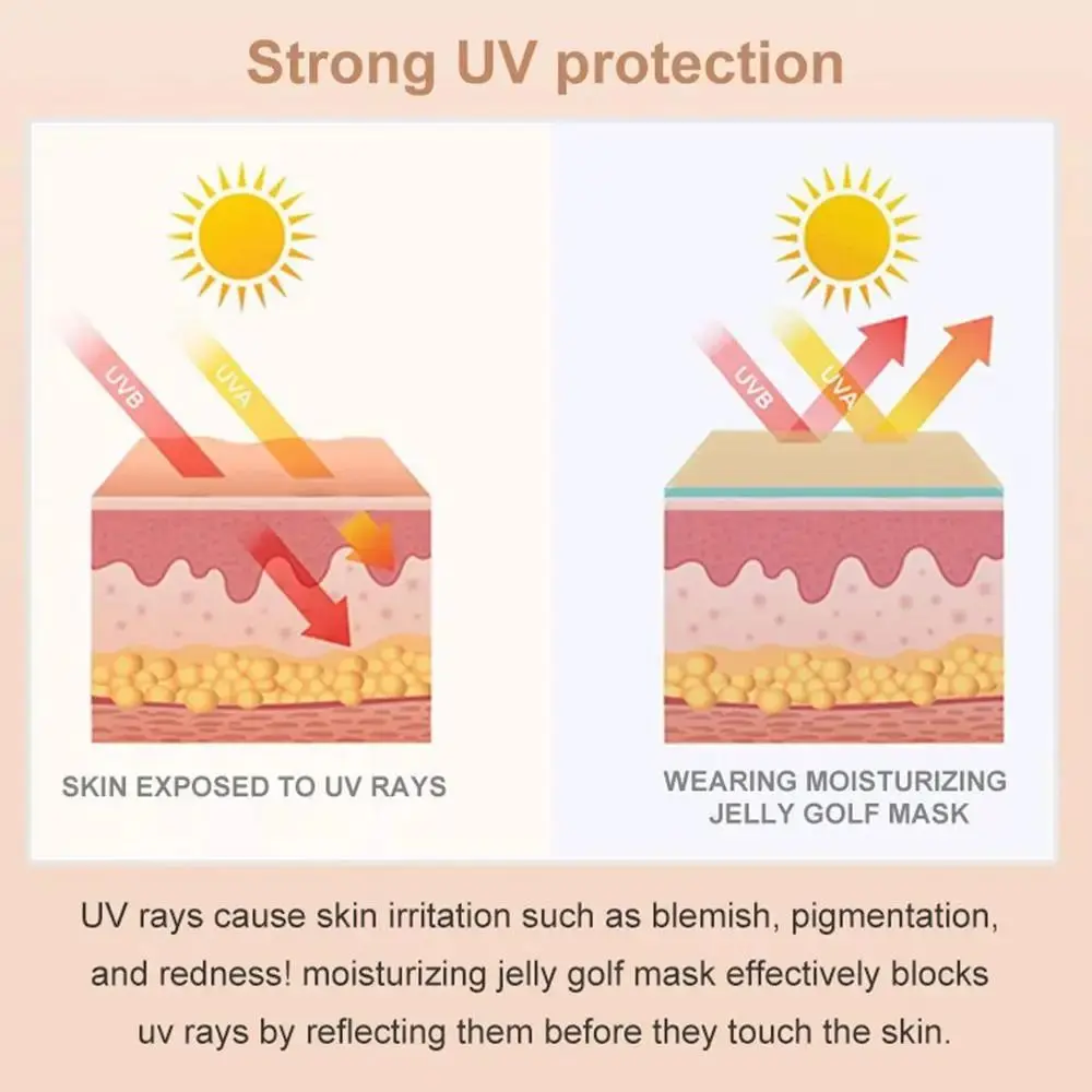 5 pares de parches faciales UV de protección solar para Golf, Gel bloqueador solar, parches solares hidratantes, pegatinas UV para ojos de gelatina fresca, máscara para ojos