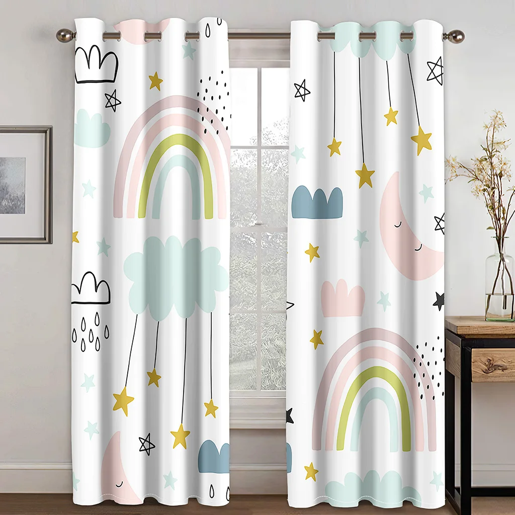 

3D Kids Rainbow Curtains Cartoon Animals Dinosaur Bunny Curtains Boys Girls Room Bedroom Living Room Decorative Curtains