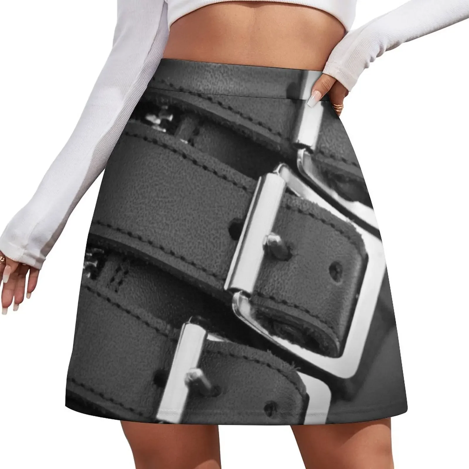 

One, Two Buckle my Shoe . . . Black Goth Buckle Boots Mini Skirt luxury designer clothing women kawaii skirt Mini Skirt