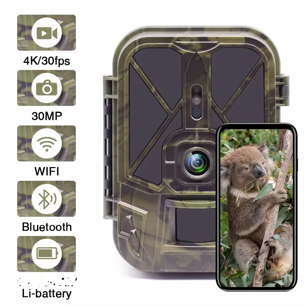 4K Live Show Stream Trail Camera 30MP WiFi APP Bluetooth Hunting Cameras With 8000mAh Li-Battery Night Vision WiFi940PROLI