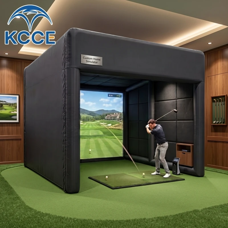 Custom Inflatable Golf Simulator Enclosure Multi Layer Impact Screen Tent Portable Golf Hitting Bay for Indoor Home Training