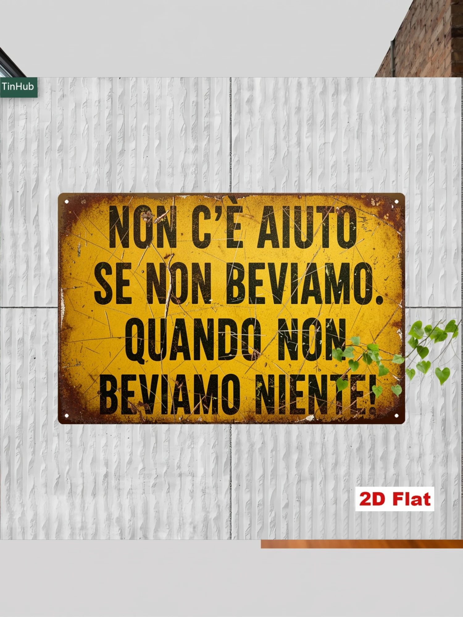 Home Office Industrial Style - Panneau métallique vintage italien 2D plat,
