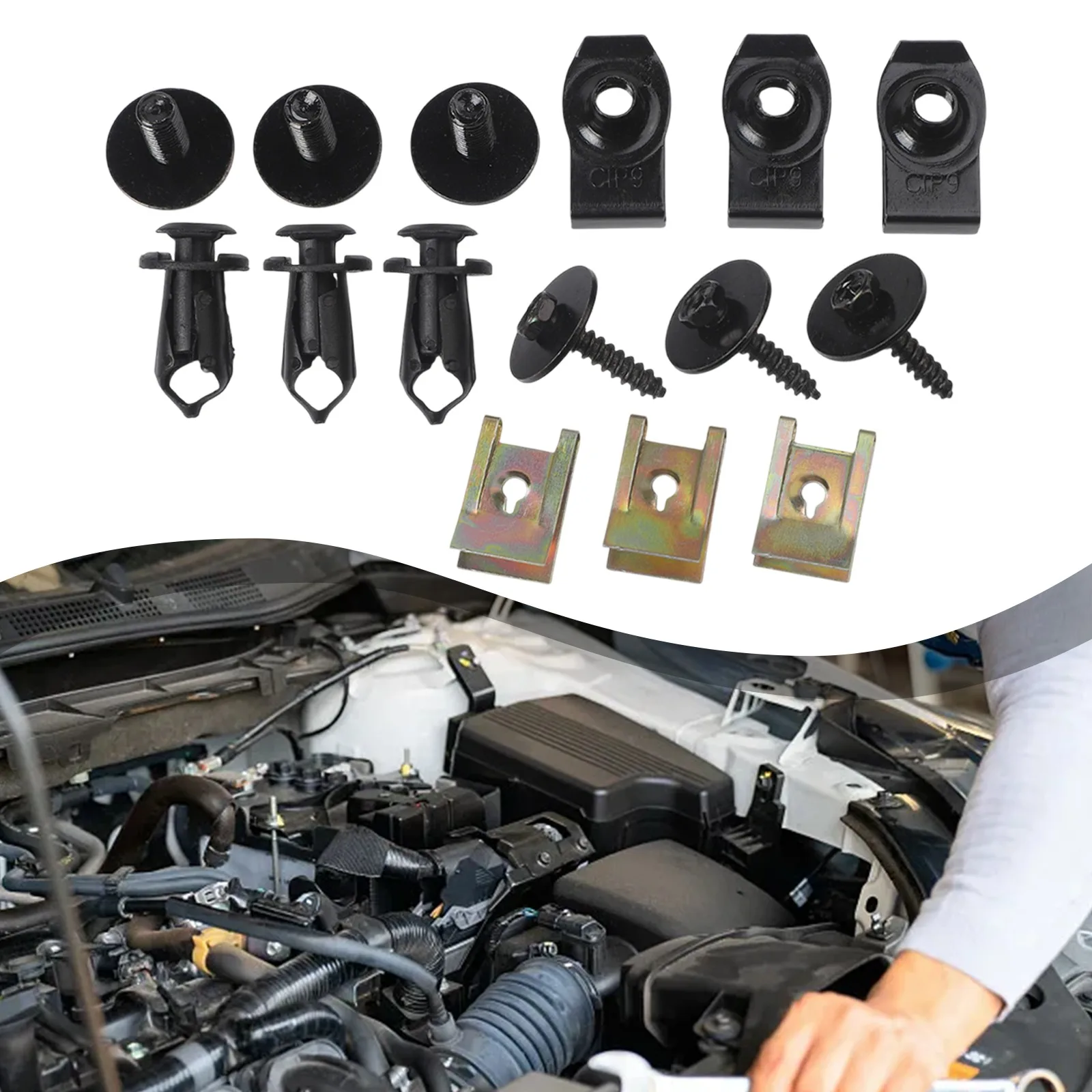 100pcs automotive expansion through-hole rivet button fasteners clip kit for car bumper trunk and dashboard repairs
