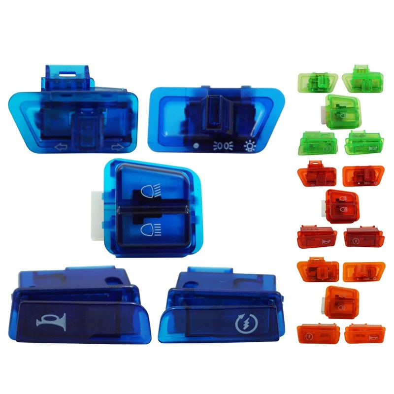 

Аксессуары для переключателей для мотоциклов, цветной переключатель поворота фар, дальнее и дальнее затемнение, динамик, пусковой переключатель, аксессуары для мотоциклов