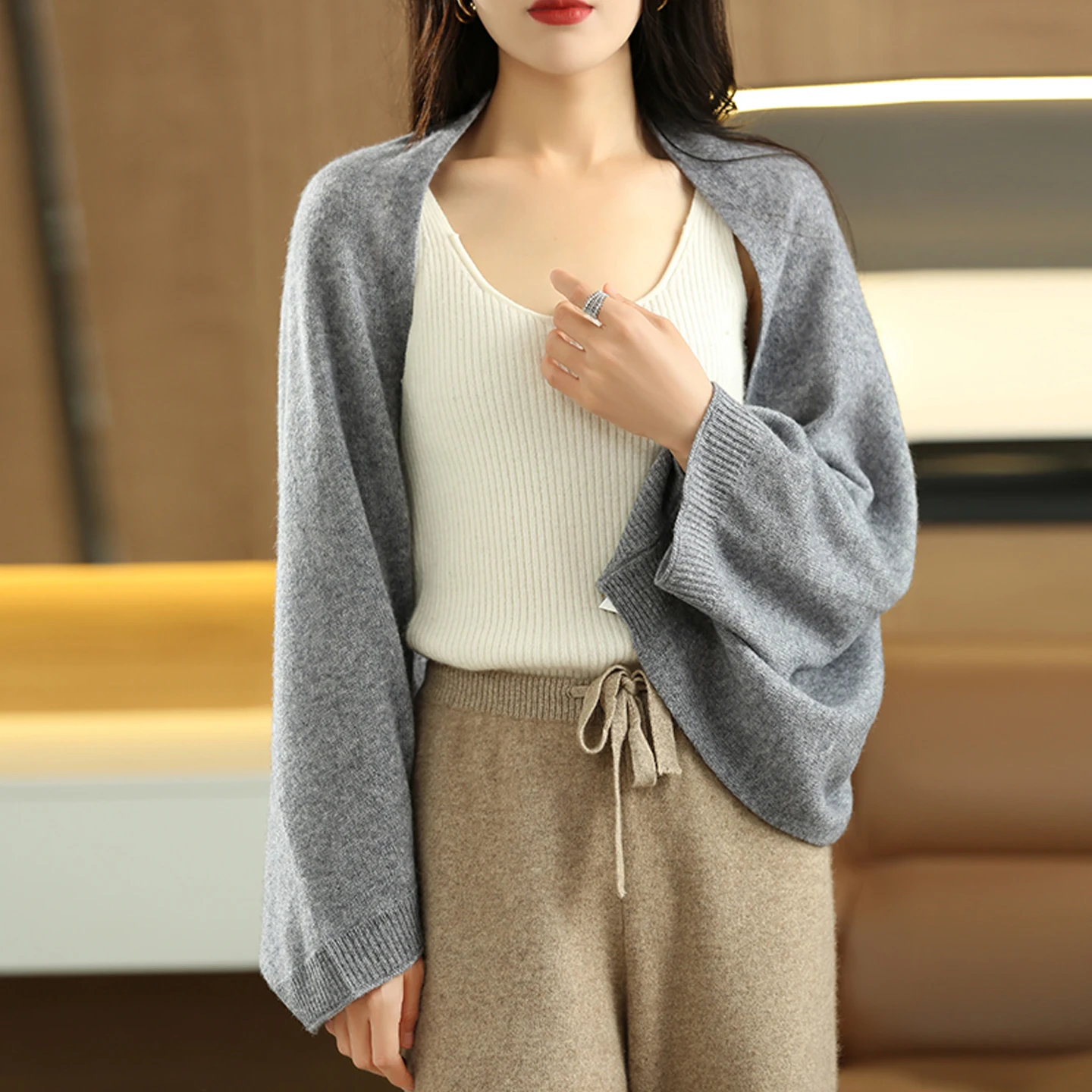 Echarpe-100-laine-a-double-usage-pour-femme-nouvelle-collection-automne-hiver-cape-tricotee-en-cachemire-couleur-unie-cardigan-accessoires-pour-femme