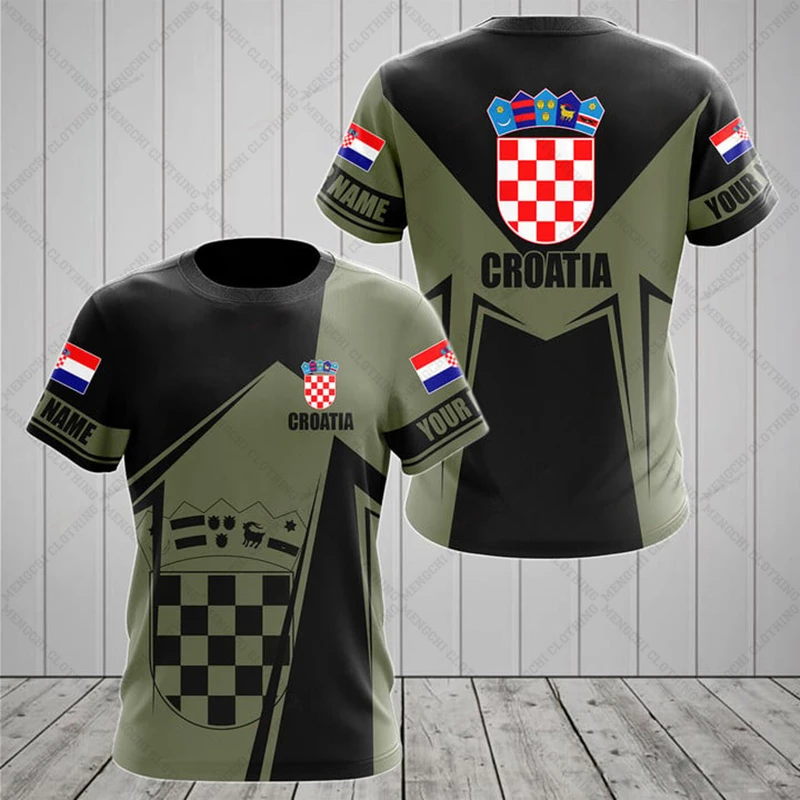 Customize Croatia Camouflage Tees Summer Cool Jersey Men\'s Fashion Loose Sportswear T-shirts Boys Oversized Short Sleeve Tops