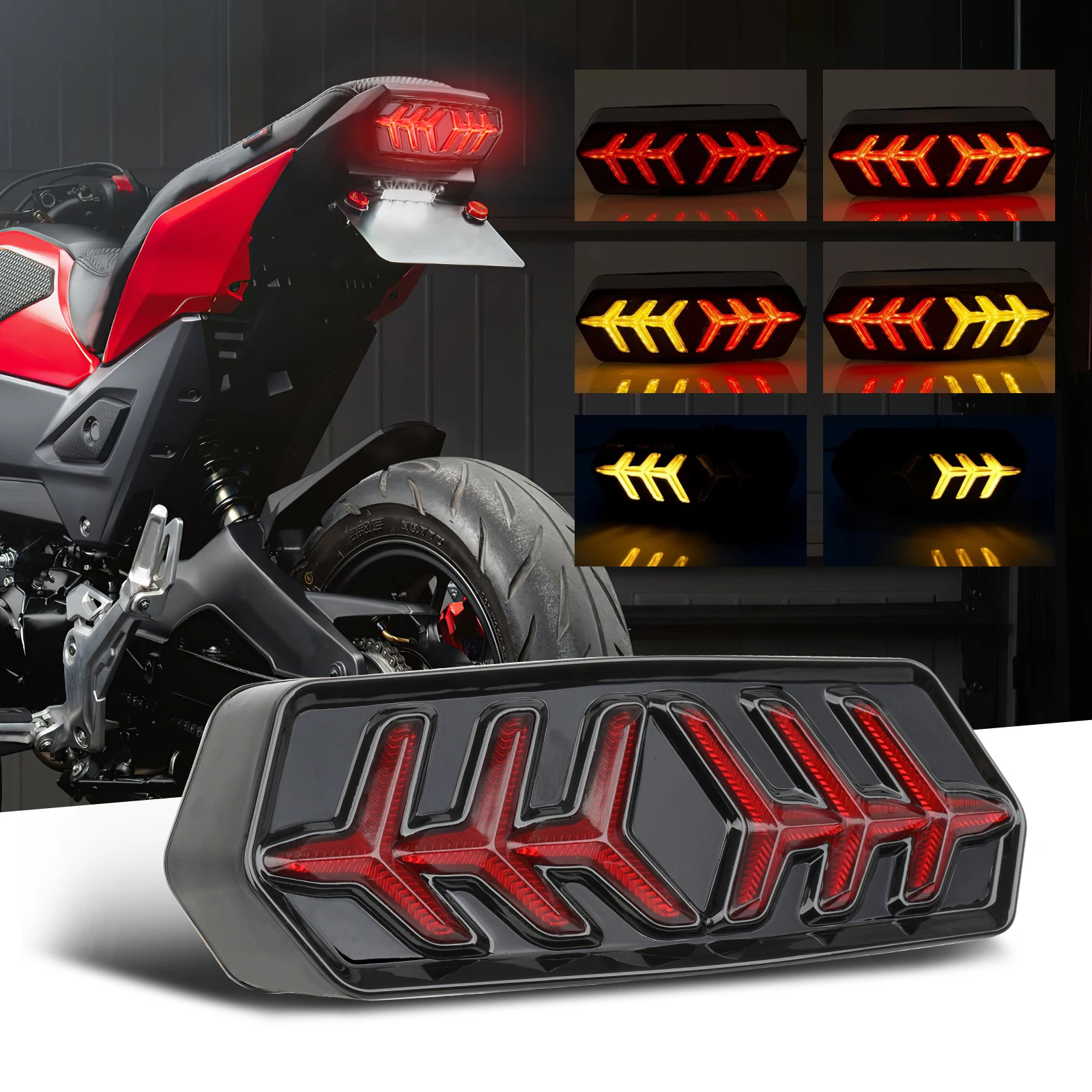 

1pcs Motorcycle Brake Tail Light Turn Signals LED Fish Bone Style Parking Warning Lights Highlight Brake Lamp Driving Lights