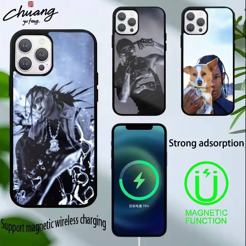 

T-Travis Scott S-SICKO MODE Phone Case For iPhone17,16,15,14,13 Plus,Pro Max Magnetic For Magsafe Wireless Charging