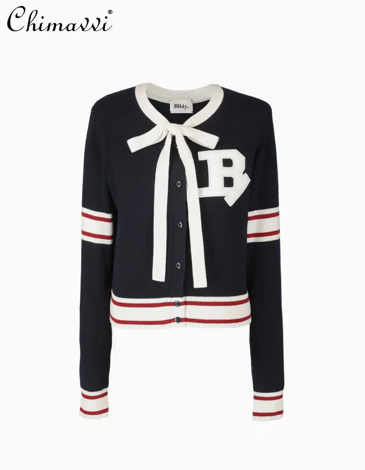 

Japanese Sweet Short Knit Cardigan Jacket Spring Autumn Women's Slim Fit Letter Patch Knit Jacket College Style Sweater Coat