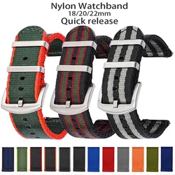 Universal Nylon Braided Wrist Strap for Rolex Watches Canvas Watch Straps High Quality Men Women 18/20/22mm Watch Bracelet Belt