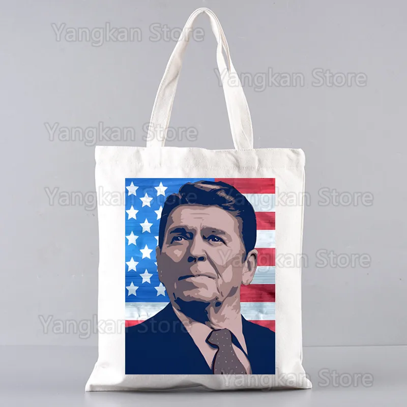 ฉันกลิ่นฮิปปี้ Ronald Reagan ช้อปปิ้งกระเป๋านักช้อป Eco ผ้าใบผ้าฝ้าย Shopper Bolsas De Tela กระเป๋าช้อปปิ้งนํากลับมาใช้ใหม่ Sacolas